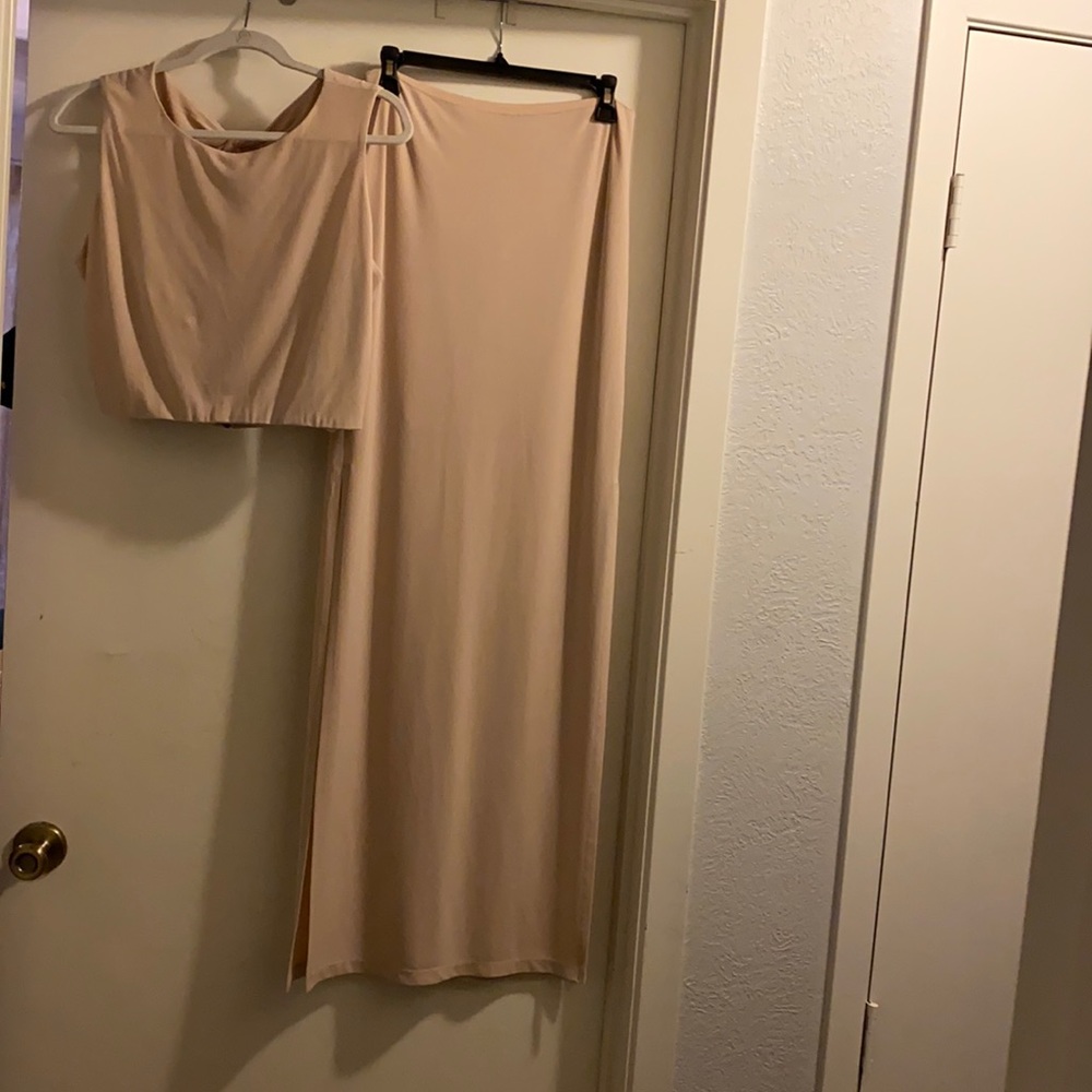 Cream High waisted skirt & Crop Top